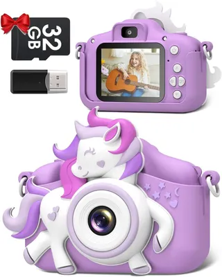 Produktbild von 1080P 2,0-Zoll-Bildschirm Kamera Kinder mit 32GB-Karte Selfie Digitalkamera Fotoapparat für 3-12 Jahre Jungen und Mädchen Weihnachten Spielzeug
