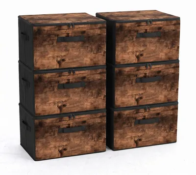 Produktbild von Sekey Aufbewahrungsboxen Stoffboxen mit Deckel 45 L Stapelbar Faltbar 6er Set Ordnungsbox Organizer für Kleidung Vliesstoff Kleiderschrank und Regal