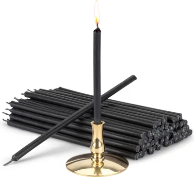 Produktbild von Kerzenhalter mit Stabkerzen schwarz Tropffrei L 16cm Ritualkerze Paraffin 40008