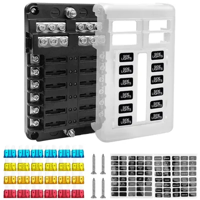 12-fach Sicherungshalter mit 24 Autosicherungen 5-20 A LED