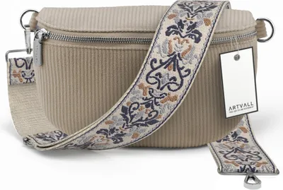 Produktbild von ARTVALL - Umhängetasche aus Cord, Klein mit verstellbarem Schultergurt, abnehmbares Taschenband, Crossbody Bag in Beige