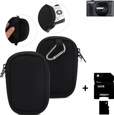 Produktbild von K-S-Trade® Kameratasche kompatibel mit Canon PowerShot SX730 HS Schutz Hülle Kompaktkamera Tasche Travelbag sleeve case neopren Fototasche + 16GB