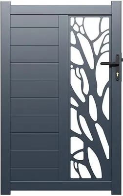 Produktbild von L.100 x H 164 cm anthrazit LABRIT II Aluminium halbperforiertes Drehtor mit Muster