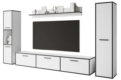 Produktbild von MINIO Wohnwand „TOGA XL“ 4-teilig, Wohnzimmerset - Weiß / Schwarz