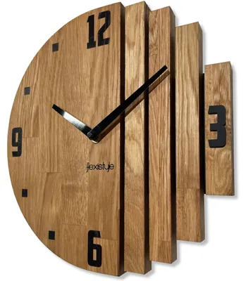 Produktbild von FLEXISTYLE Wanduhr Asymmetry Eiche, 30 cm, modern, geräuschlos
