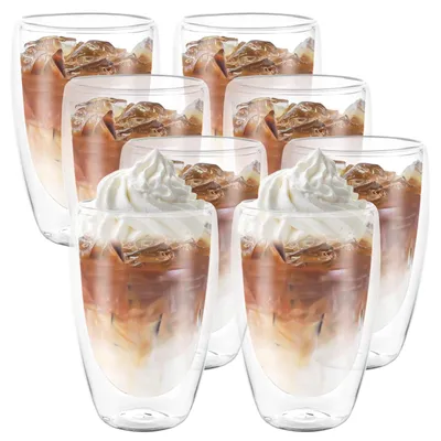 Image de Lot de 8 verres à latte macchiato à double paroi - 450 ml, gobelets isothermes pour café