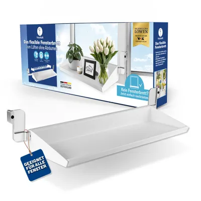 Produktbild von frischluft Fensterbrett Flexible Fensterbank für fast alle Fenster | Lüften ohne Abräumen, ohne Bohren & Kleben | bis 5 kg