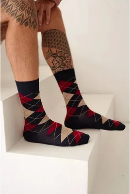 Obrázok produktu pre Pánske ponožky Romby 0125.093, farba Navy blue, veľkosť 43-46