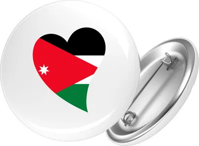 Produktbild von Huuraa Button Jordanien Flagge Herz 25mm rund mit Sicherheitsnadel Ansteckbutton Geschenkidee