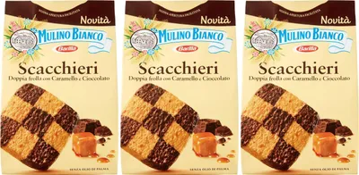 Produktbild von MULINO BIANCO Scacchieri - Italienische Schokoladen- und Karamellkekse 300g x 3 pakete (Scacchieri, x3)
