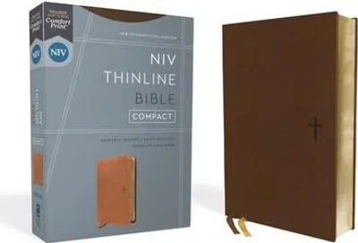 Obrázok produktu pre Niv, Thinline Bible, Compact, Leathersoft, Brown, Red Letter, Comfort Print