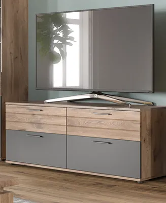 Produktbild von TV-Lowboard "Tomaso" Eiche und grau TV Unterteil 130 x 53 cm mit Soft-Close