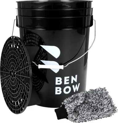Produktbild von Wascheimer Schwarz 20 Liter mit Schmutzsieb und Auto-Waschhandschuh