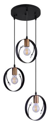 Produktbild von Globo Lighting Hängeleuchte Metall schwarz, Metall schwarz, Kunststoffkristalle klar, Kabel PVC Schwarz, Höhe kürzbar, ø: 390mm, H: 1500mm, exkl. 3x E27 60W 230V
