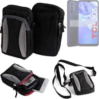 Produktbild von K-S-Trade Holster Schutz Hülle kompatibel mit TCL 305 Handy Hülle Gürteltasche Umhängetasche mit Zusatzfach schwarz