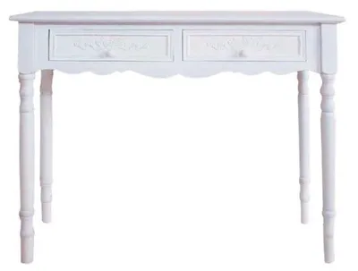 Zdjęcie produktu dla Konsola Casa Padrino w stylu rustykalnym, biała, wymiary: 98 x 34 x wysokość 78 cm - Ręcznie wykonana konsola z dwoma szufladami
