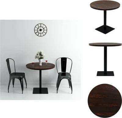 Produktbild von vidaXL Bistrotisch MDF und Stahl Rund 80×75 cm Dunkle Esche -  Esstische