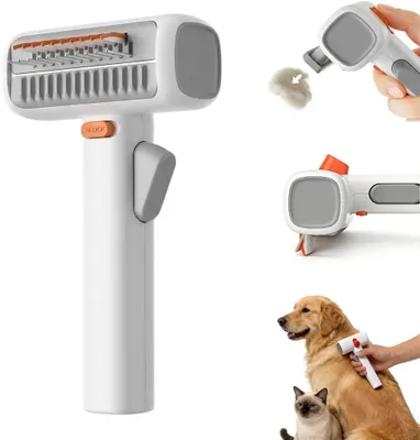 Imagen del producto de Cepillo 2 en 1 para perros y gatos, desenredante y eliminador de pelo, ideal para pelo largo y corto, para el cuidado del pelaje
