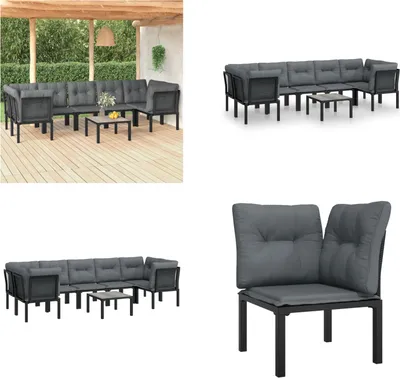 Image de vidaXL 8 pcs. Garden Lounge Set Noir et Gris Poly Rattan - Garden Lounge Set - Garden Lounge Sets - Lounge Set - Garden Lounge Set