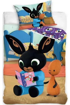 Produktbild von Kinderbettwäsche Bunny Bing liest Märchen 100x135, 40x60 cm