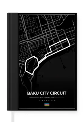 Obrázok produktu pre MuchoWow® Zápisník Denník Rozpočet A5 Pretekárska trať - Okruh - F1 - Baku City Circuit - Azerbajdžan - Čierna