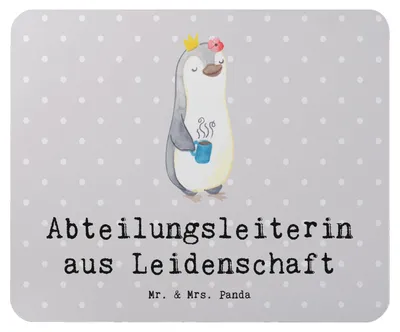 Produktbild von Mr. & Mrs. Panda Mauspad Abteilungsleiterin Leidenschaft - Grau Pastell - Geschenk, Spruch, laptop, Führungskraft, Lustig, Witzig, Beruf, Mouse Pad, mousepad, mousematte