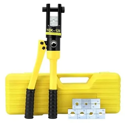 Zdjęcie produktu dla Szczypce hydrauliczne do zaciskania końcówek kablowych 12 ton 8 matryc