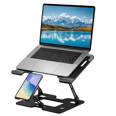 Produktbild von Laptop Ständer 2 in 1 Laptop Handyständer Verstellbare Ablage Desktop Ständer Halter Laptopständer for Smartphone Notebook 10-16 Zoll Tablet, Laptops