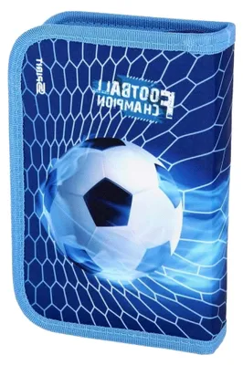 Produktbild von Schüler-Etui 28 teilig gefüllt 1-Zipper Federmäppchen für Jungen und Mädchen (Fussball blau)