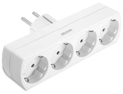 Imagen del producto de Regleta con 4 enchufes horizontales - Regletas - Enchufe de pared con múltiples enchufes, sin cable