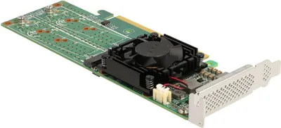 Produktbild von DeLOCK PCI Express x16 Karte zu 4 x intern NVMe M.2 Key M - Low Profile Formfaktor, PCIe, M.2, Grün, Aktiv, 1 Lüfter, 32 Gbit/s