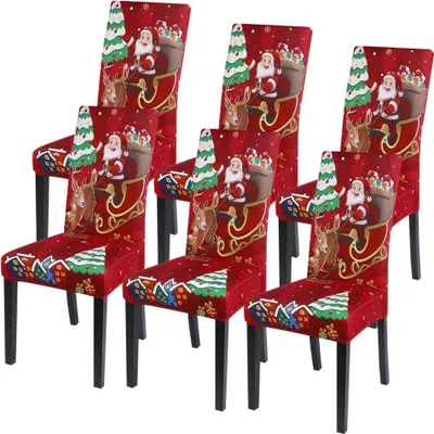 Obrázek produktu pro Kryty na židle Stretch Chair Cover Moderní kryty Dekorace Chair Cover Chair Universal Fit pro jídelnu Party Banquet, 6 kusů, tmavě červená