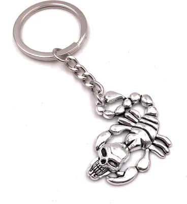 Produktbild von Onwomania Schlüsselanhänger Skorpion mit Totenkopf Insekt Spinnentier silber Anhänger Keychain