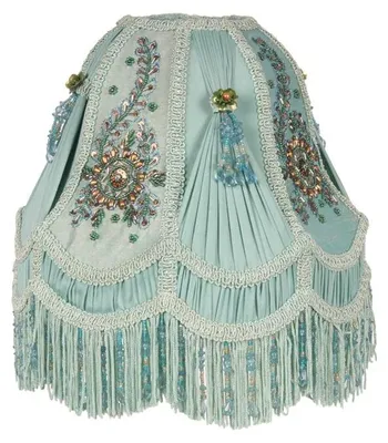 Immagine prodotto di Lampada a paralume, stile vittoriano, a cupola, 26 cm - Turchese - Tessuto