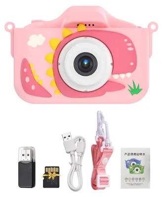 Obrázek produktu pro 1080P digitální kamera pro děti, roztomilá digitální videokamera pro děti, duální objektiv, 2,0palcový IPS displej, 48?M fotografie, vestavěná baterie, hry, se šňůrkou na krk, 32?GB TF karta, USB čtečka karet, narozeninový a vánoční dárek pro chlapce a dívky