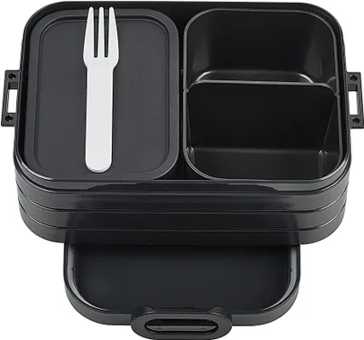 Zdjęcie produktu dla Mepal - Lunchbox Take A break midi - Pudełko na lunch z przegródkami - Nadaje się do 4 kanapek - 900 ml - Skandynawska czerń
