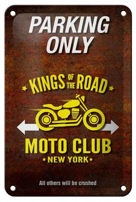 Produktbild von Blechschild Spruch 12x18cm parking only moto club new york