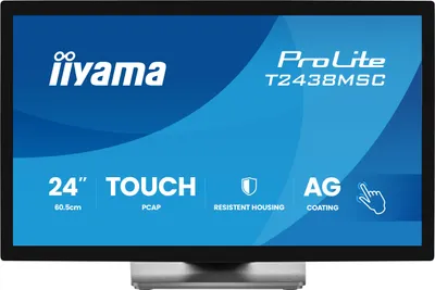 Produktbild von iiyama ProLite T2438MSC-B2 - LED-Monitor - 61 cm (24") (23.8" sichtbar) - Touchscreen - 1920 x 1080 Full HD (1080p) @ 120 Hz - IPS - 600 cd/m² - 1300:1 - 5 ms - HDMI, DisplayPort - Lautsprecher - Schwarz, Matte
