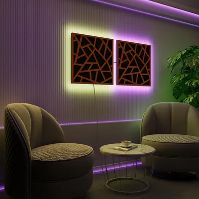 Immagine prodotto di Set da 2 pannelli acustici a LED con RGB Glow per Echo Control | Pannelli fonoassorbenti con retroilluminazione | 2x SKYROSS - Separately | Ciliegio