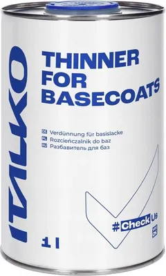 Produktbild von ITALKO Basislack-Verdünner 1L – Universalverdünner für Basislacke – optimales Spritzbild, gleichmäßige Körnung, schnelltrocknend