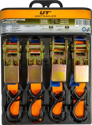 Obrázok produktu pre Sada štyroch transportných pásov s napínačom UNITRAILER 4m/25mm/0,68t