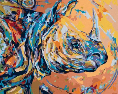 Obrázek produktu pro Zuty - Malování podle čísel - BAREVNÝ NOSOROŽEC, 40x50 cm, bez rámu a bez vypnutí plátna