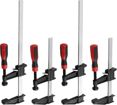 Obrázok produktu pre Skrutkové svorky 150 mm a 300 mm, súprava 4 ks, vyloženie 70 mm, oceľ, pre spracovanie dreva