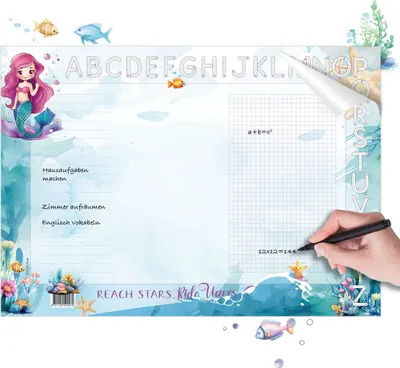 Produktbild von Schreibtischunterlage Kinder Meerjungfrau, DIN A3, ABC Leiste, 25 Blätter – Spaß & Kreativität mit der Schreibtischunterlage Papier | Malunterlage für Mädchen