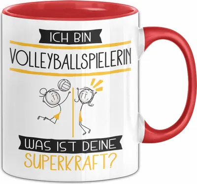 Produktbild von Volleyballspielerin Geschenk Tasse Ich Bin Volleyballspielerin Was Ist Deine Superkraft Geschenkidee Lustig Geburtstag Weihnachten (Rot)