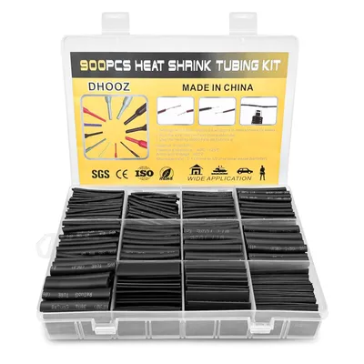 Produktbild von 900 Stück Schrumpfschlauch Set, Schrumpfverbinder Wasserdicht, Schrumpfschläuche Schwarz, Schrumpfschlauchverbinder Verschiedene Größen