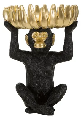 Image de Mauro Ferretti bol décoratif pour singe Ø23x31.5 cm noir or brillant