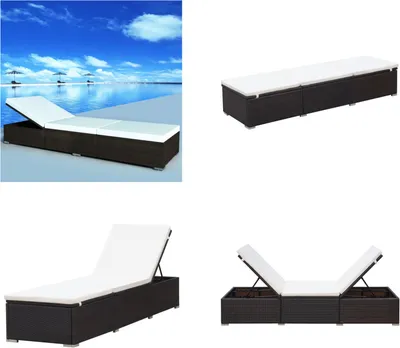 Produktbild von vidaXL Sonnenliege mit Auflage Poly Rattan Braun - Sonnenliege - Sonnenliegen - Rattanliege - Rattanliegen