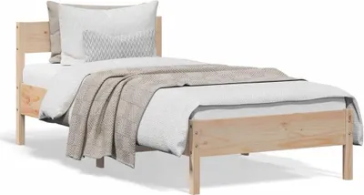 Zdjęcie produktu dla Maison Exclusive – łóżko z litego drewna bez materaca 75 x 190 cm Drewno sosnowe