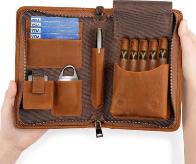 Produktbild von INF Tragbares Zigarrenetui aus Leder - Stilvoller Schutz für unterwegs